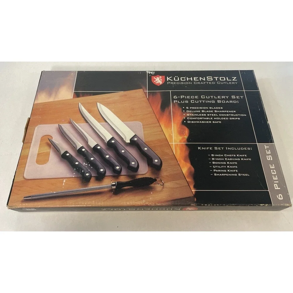 NIB Kuchenstolz 6 Piece Chef's Knife Set W/ Sharpener Made In Germany